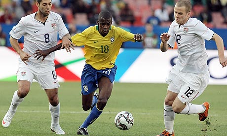 Brazilian midfielder Ramires breaks away against the United States