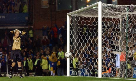 Peter Enckleman watches the ball enter into the net for the second goal of the Birmingham derby