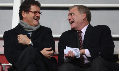 Trevor Brooking, right, and Fabio Capello