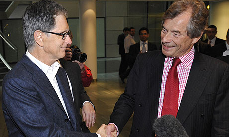 John Henry shakes hands with Martin Broughton