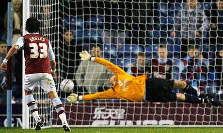 Chris Eagles scores his second goal for Burnley against Barnsley from the penalty spot