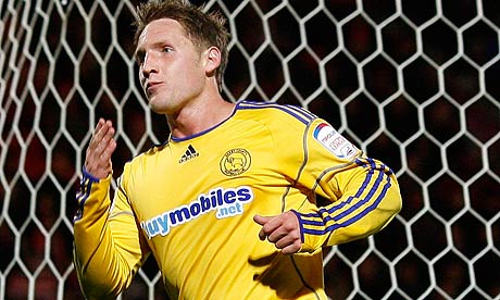 Kris Commons celebrates scoring his second goal for Derby in the win against Doncaster