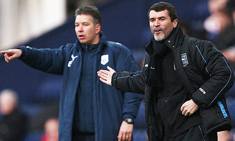 Roy Keane watches on alongside Preston boss Darren Ferguson during Ipswich's 1-0 defeat at Deepdale