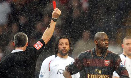 Abou Diaby is sent off at Bolton in 2008