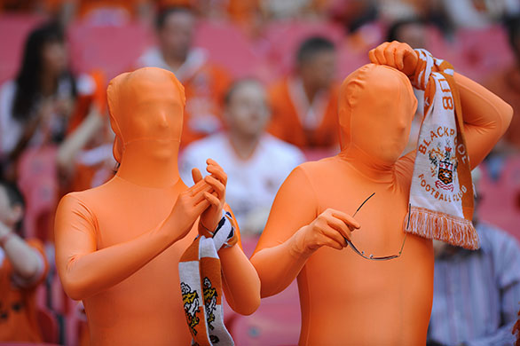 Blackpool v Cardiff: Blackpool fans in skin suits