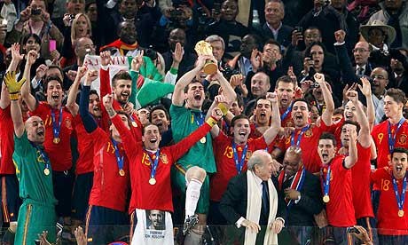 Spain World Cup Spanish football team celebrate their World Cup victory.