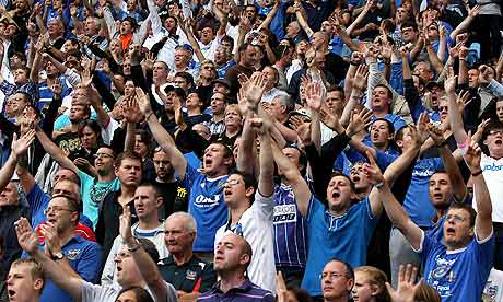 Portsmouth supporters make themselves heard at the Ricoh Arena