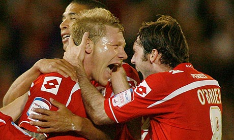 Garry O'Connor celebrates scoring Barnsley's opener