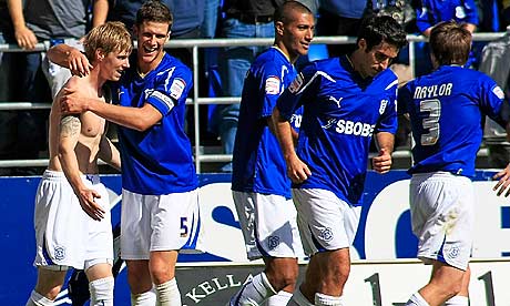 Cardiff celebrate Andy Keogh's winner