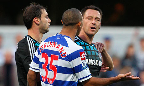 John Terry, who has denied making a racial slur against Anton Ferdinand, with the QPR player