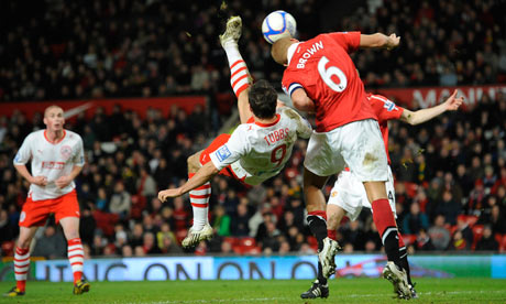 Matt Tubbs' dramatic overhead kick narrowly goes over the bar