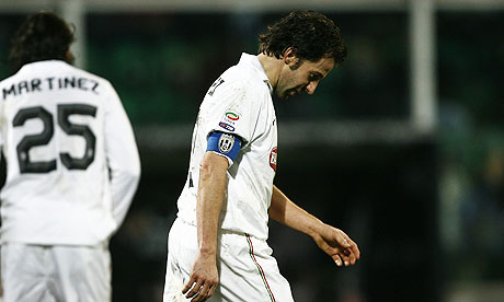 Alessandro Del Piero reacts at the end of the defeat to Palermo