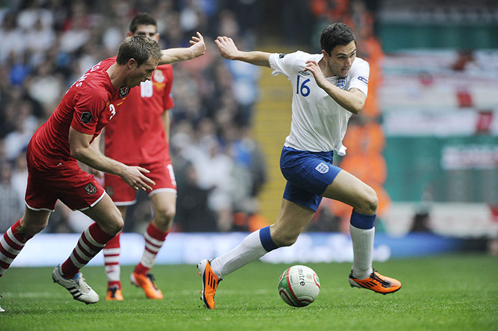 Wales v England: Stewart Downing gets away from Danny Collins