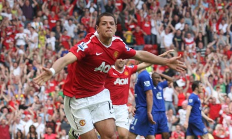 Chicharito celebrates scoring