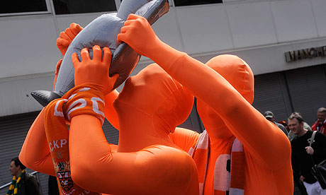 Two Blackpool fans at Old Trafford