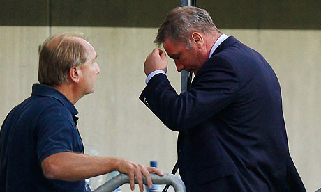 Rangers manager Ally McCoist walks off dejected at full time in Malmo