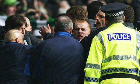 Neil Lennon goes face to face with Ally McCoist after Celtic beat Rangers 1-0  in March 2011
