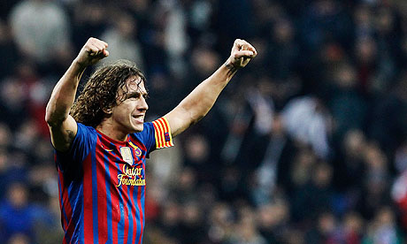 Carles Puyol on Barcelona S Carles Puyol  Scorer Of Their Equaliser  Celebrates After