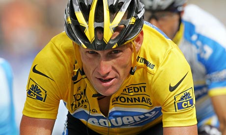 Lance Armstrong in Tour de France action 