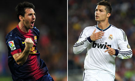 Ronaldo  Messi on Barcelona S Lionel Messi And Real Madrid S Cristiano Ronaldo Celebrate