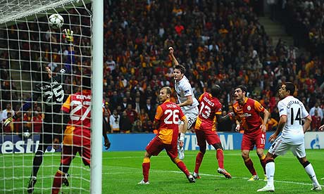 Nick Powell of Manchester United watches as his header hits the bar in the 1-0 defeat at Galatasaray