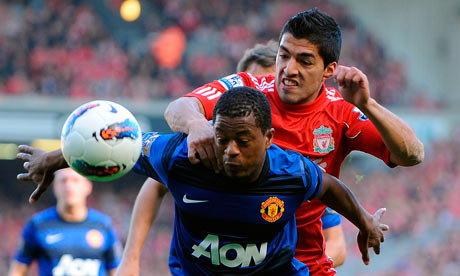 Luis Suárez, right, and Patrica Evra
