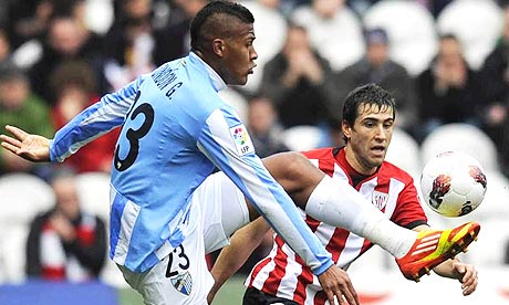 Malaga striker Salomon Rondon in action against Athletic