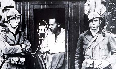 The commentary box during the 1934 World Cup