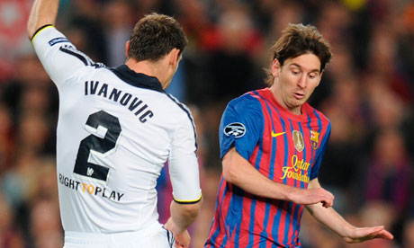 Chelsea's Branislav Ivanovic, left, and Llionel Messi