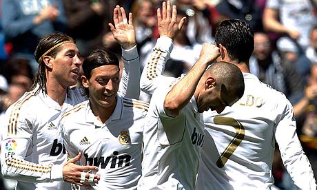 Real Madrid celebrate against Sevilla