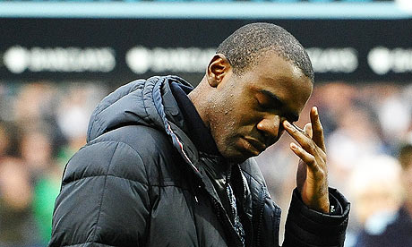 Fabrice Muamba wipes away tears before Bolton Wanderers' game with Tottenham Hotspur