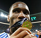 Chelsea's Didier Drogba celebrates Champions League victory against Bayern Munich