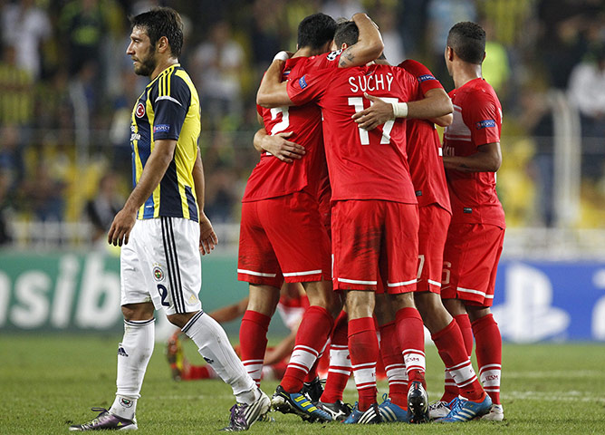 Champions League: Spartak Moscow players celebrate