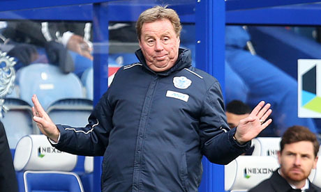 QPR's Harry Redknapp gestures, watched by Tottenham Hotspur manager, André Villas-Boas