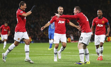 Wayne Rooney playing for Manchester United against Real Sociedad