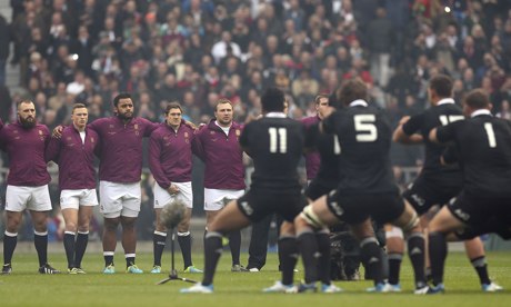 New Zealand perform the haka against England before the QBE International at Twickenham