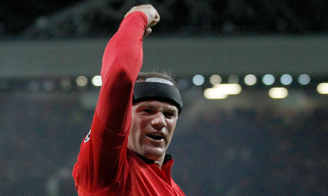 Wayne Rooney celebrates after his second goal in Manchester United's 4-2 win over Bayer Leverkusen.