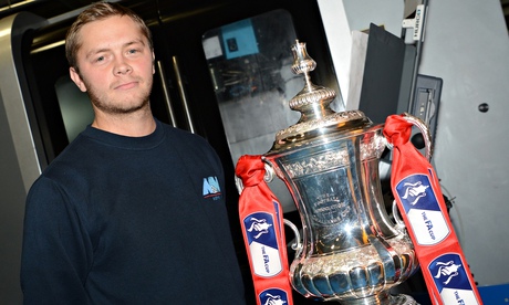 Sean Geddes of Worcester City with the FA Cup
