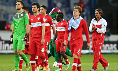 Stuttgart players and Thomas Schneider