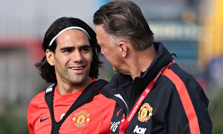 Radamel Falcao and Louis van Gaal 