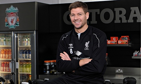 Steven Gerrard during a Liverpool training session at Melwood on Friday