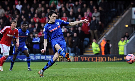 Rochdale's Peter Vincenti scores from spot v Nottingham Forest 