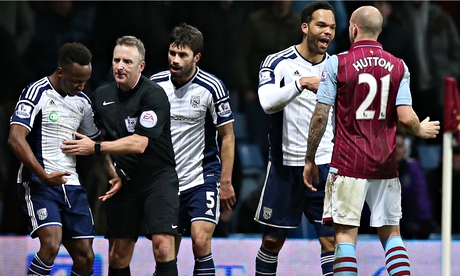 Aston Villa's Alan Hutton, far right v West Brom