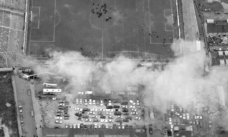 Martin Fletcher remembers Stafford Heginbotham saying the roof of the stand was due to be replaced and that the steel girders were already being stored on the car park. He adds: “The only steel in that car park is on the cars themselves.” Photograph: PA