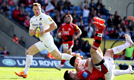 Chris Ashton runs in one of his four tries for Saracens against London Welsh, putting his name firml