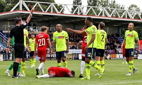 Sahr Kabba of Welling grounded v Tranmere Rovers