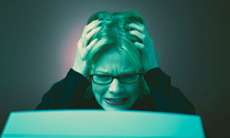 Frustrated woman Using Computer