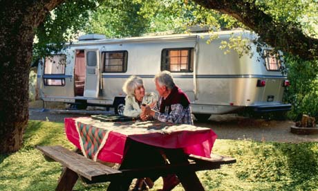 elderly couple caravan