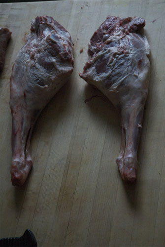 Gallery Butchering a lamb carcass: Lamb. Thighs