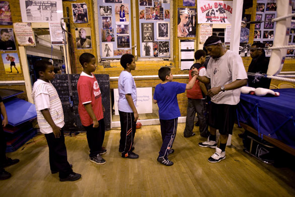 Gallery All Stars Boxing Gym: Junior coach Tyrone Forbes with young boxers